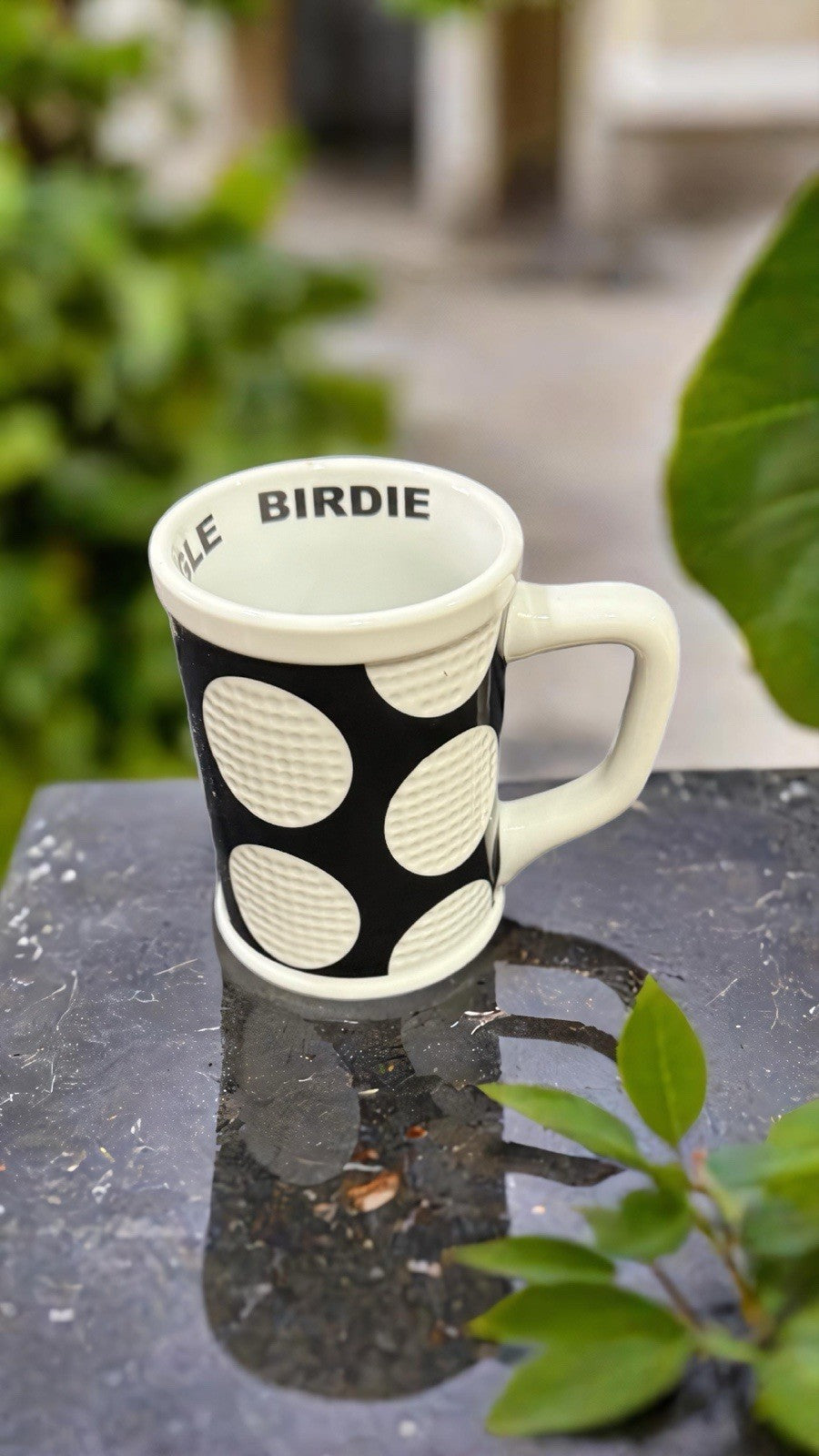 Golf Gifts Gallery Mug Black & White Dimpled Golf Ball Pattern 4.78” H Cup