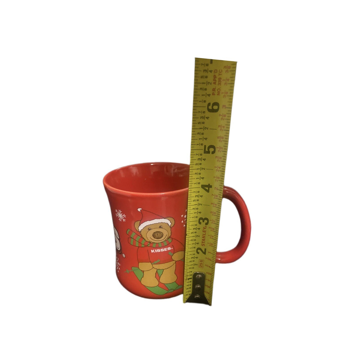GALERIE Hershey KISSES Red Mug Christmas Skiing Bear Winter Snowflakes Tea Cup