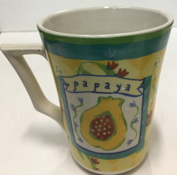Kimberly Hodges Mug GARDEN DELIGHTS Yellow Coffee Tea Cup A Corn Squash Papaya