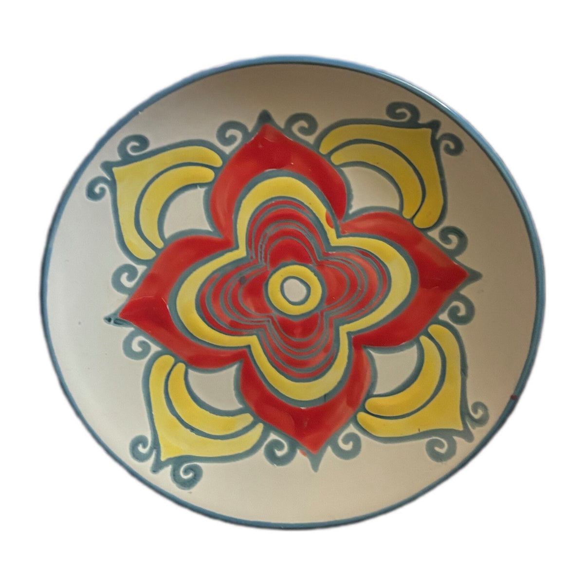 SPECTRUM 4-Appetizer Plates Floral Ceramic Assorted Geometric Designs Dessert