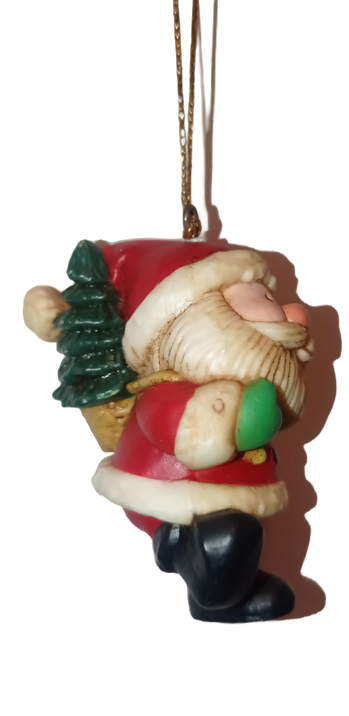 3 Christmas Santa Claus Tree Hanging Holiday Ornament Set Gift, Tree, Ski