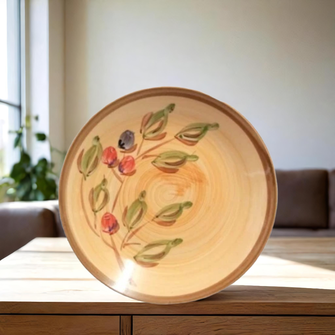 Gibson Roman Olive 4 Salad Plates 7.25” Hand Painted Yellow Olive Branch