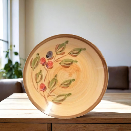 Gibson Roman Olive 4 Salad Plates 7.25” Hand Painted Yellow Olive Branch
