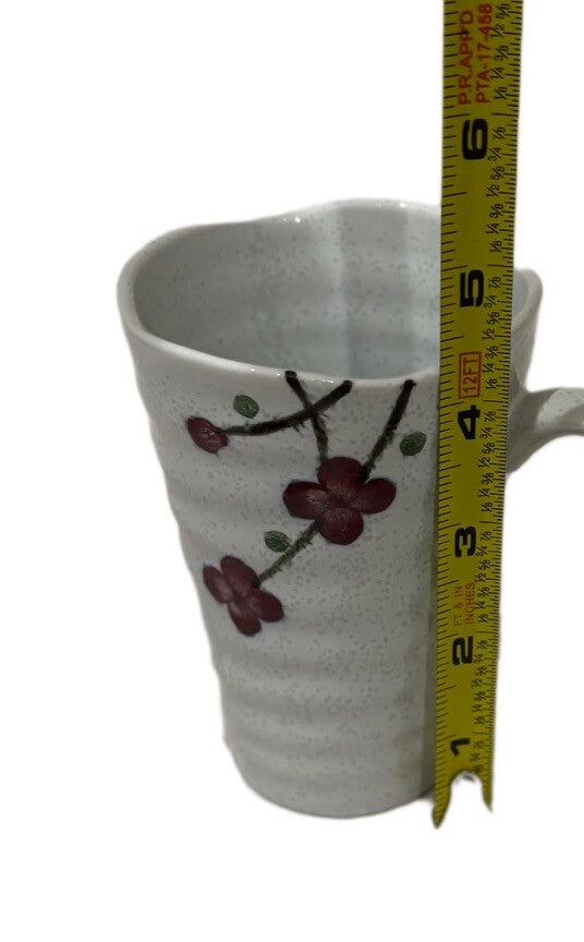 Vintage KoTo 4-Mugs Floral Red Cherry Blossom Ceramic Japan Coffee Tea Cup