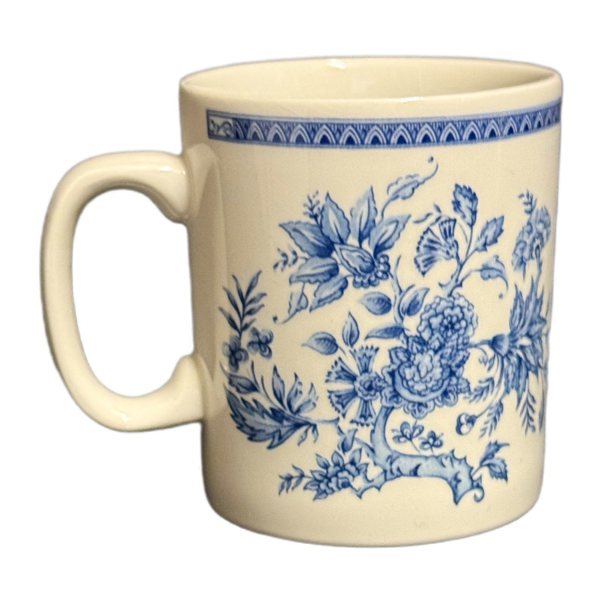Set of 2 Churchill Indian Tree Blue Floral Mugs England Ironstone 10 oz Cups