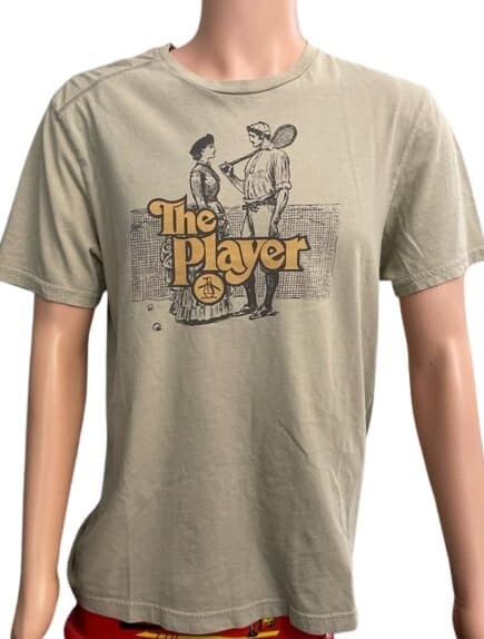 T-Shirt The Player  "XL" Beige Black Gold Mens Cotton Tee Top