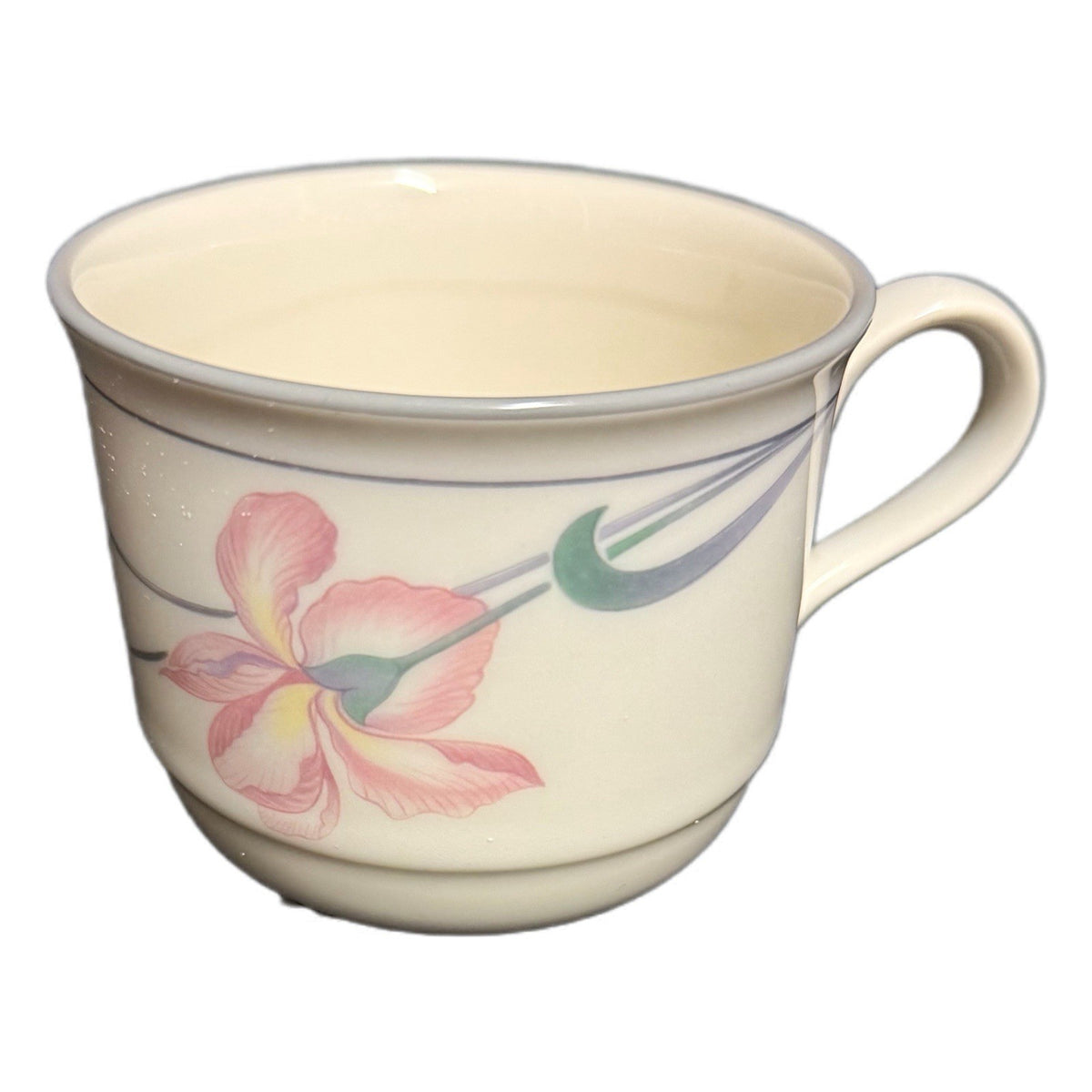 Set of 6 Lenox Chinastone Iris Gray Cups – Floral – Minor Maker Flaws
