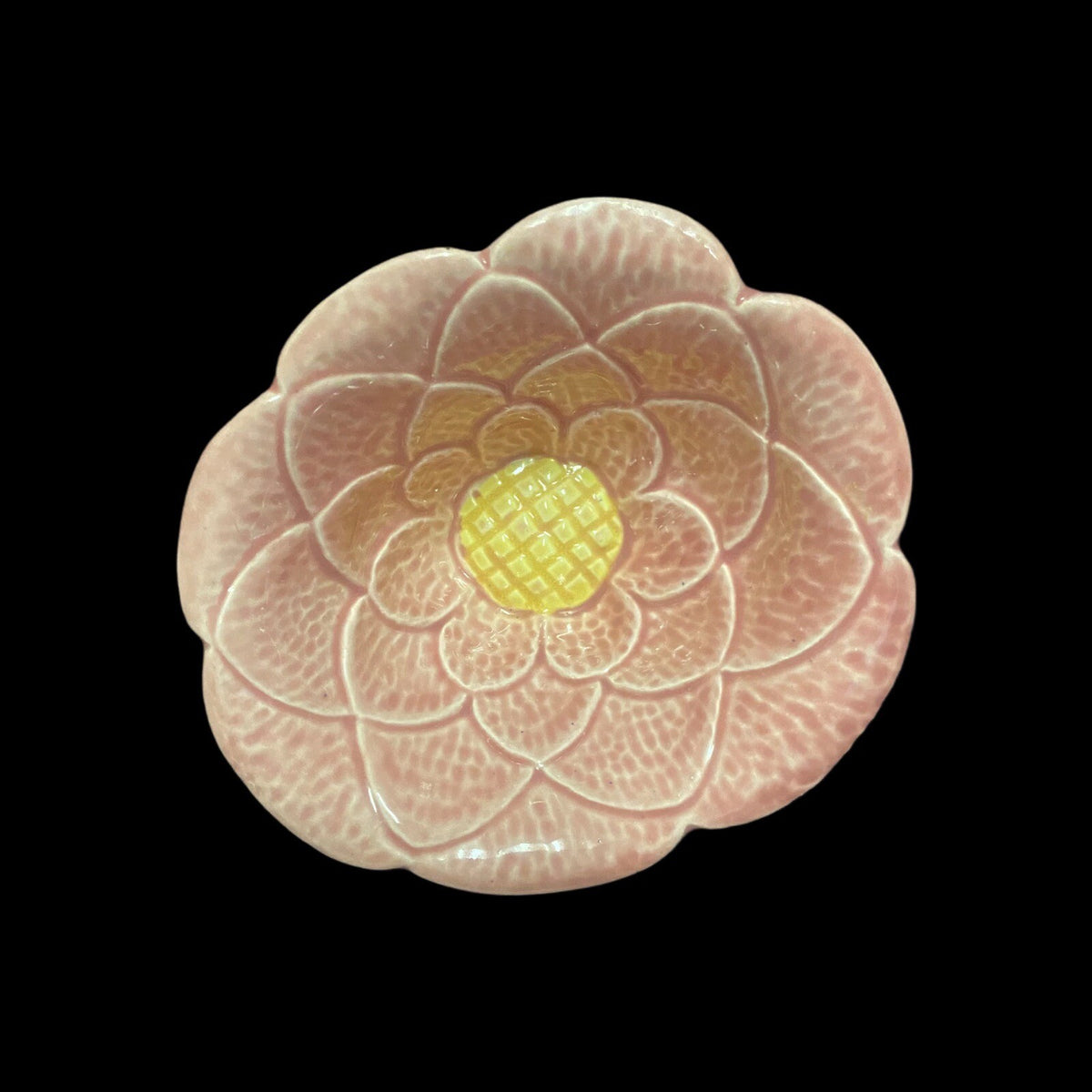 Vintage TIC Pottery USA Bowl Pink Cactus Flower Shaped Ceramic Dish Trinket
