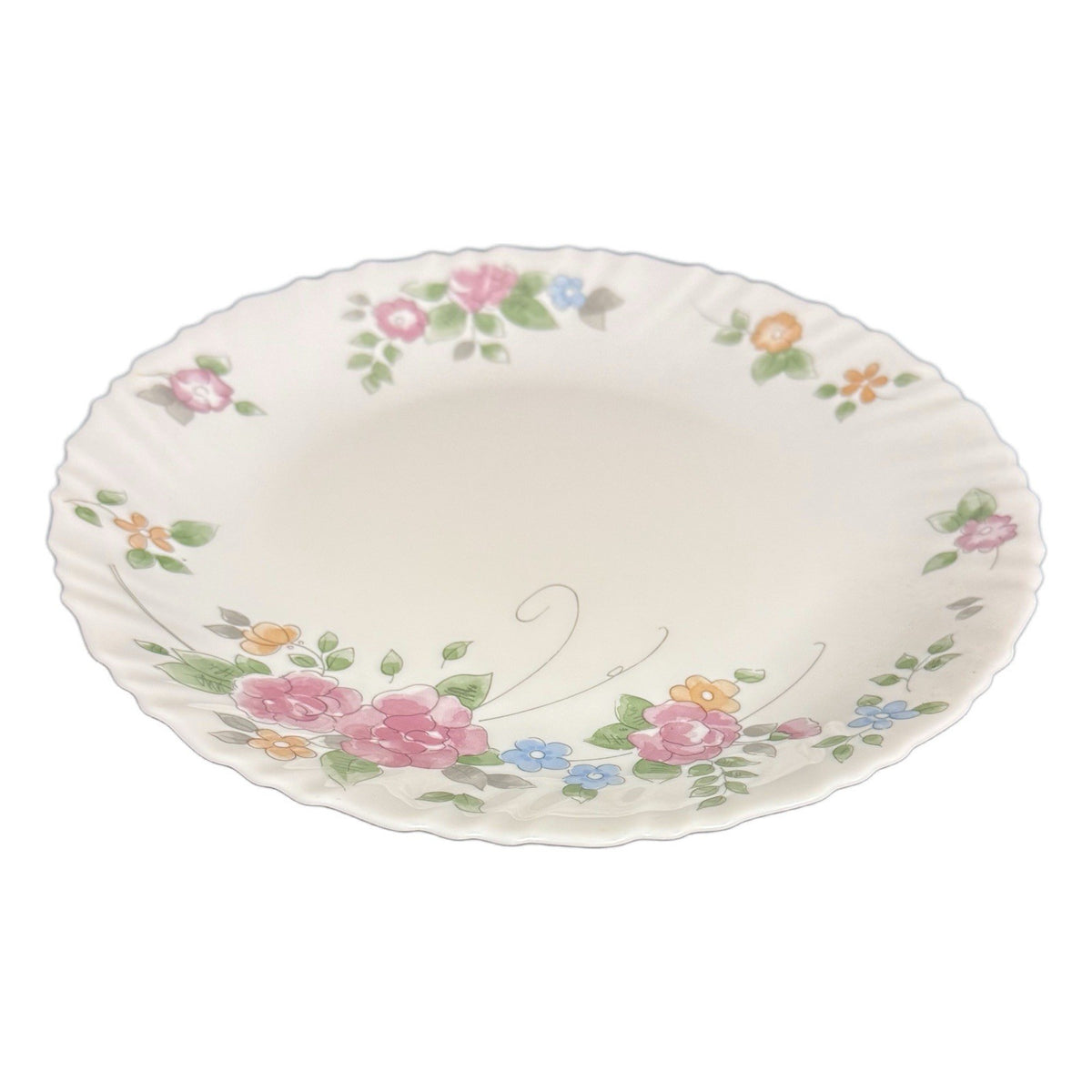 Arcopal France Rosalie 11” Dinner Plates Set of 2 Pink Floral Vintage Opalware