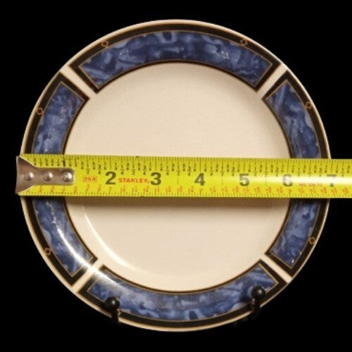 Vintage Gibson Designs ROYAL DUCHES BLUE 4-Salad Plates 7” Blue Marbled Border