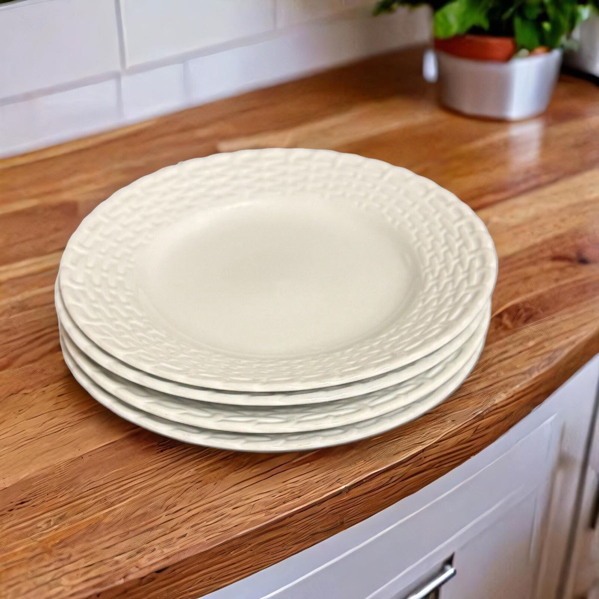 Tienshan Porcelain WHITE WICKER Dinnerware Y.S. Collection