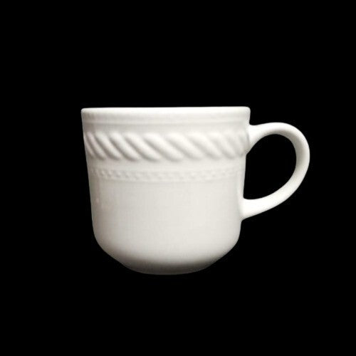 Gibson IMPERIAL BRAID Coffee Cup and Saucer 8oz  Embossed White Rope Dots