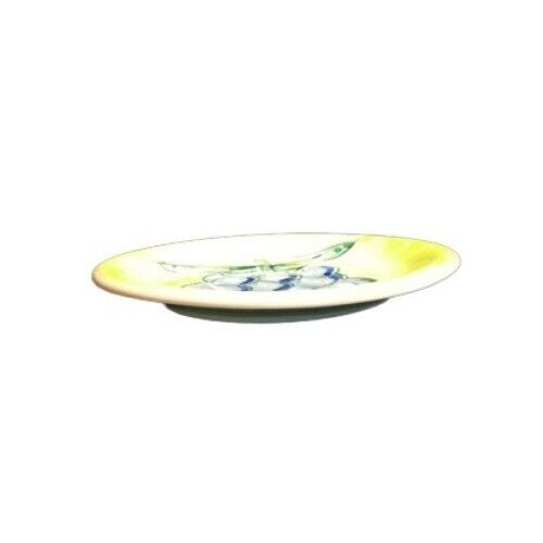 Gibson GRAPE MOTIF 4-Saucers Hand Painted Fruit 6 1/8” D Yellow Blue Green