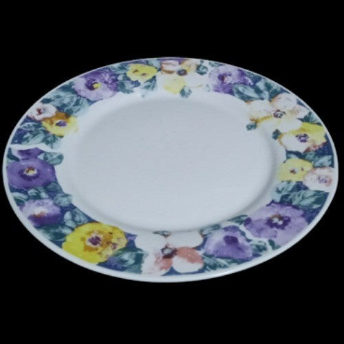 Gibson Designs ROMANCE 3-Dinner Plates 10 ½” D Floral Ceramic White Dish