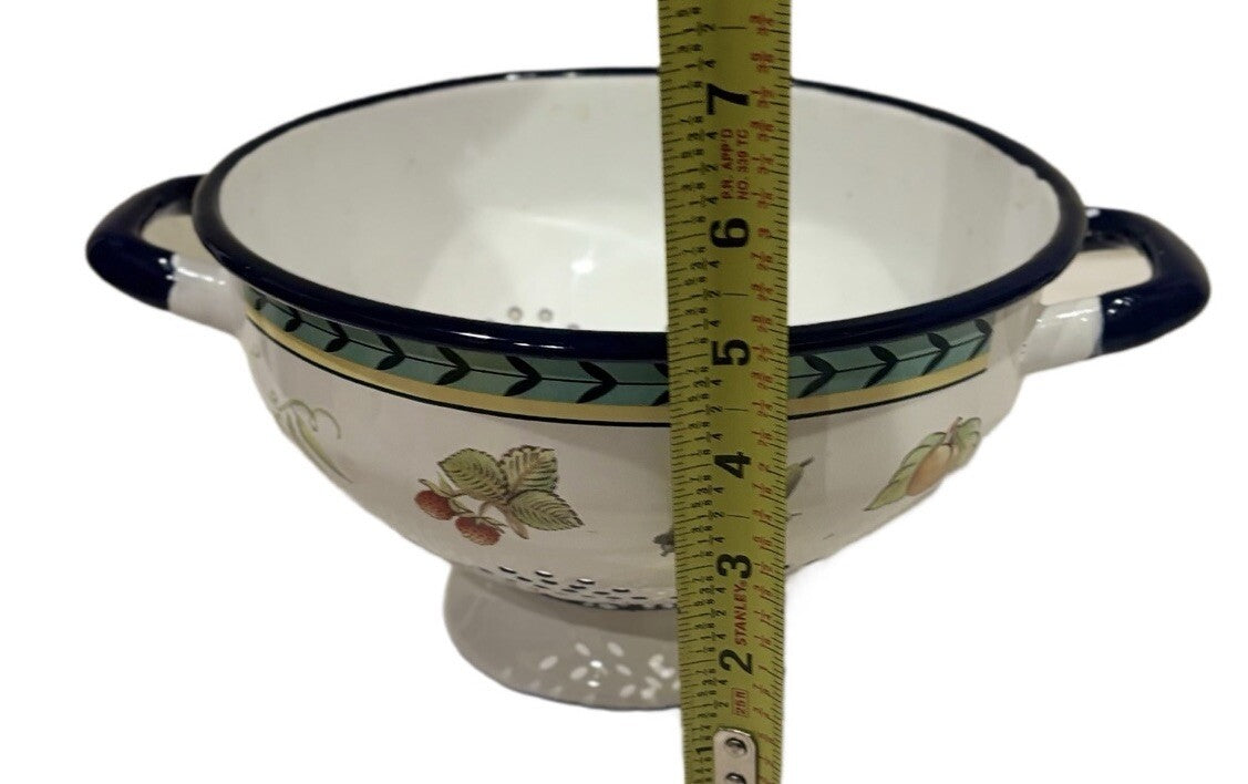 Villeroy & Boch Enamel COLANDER Fruits Vegetables Black Accent Trim & Handles