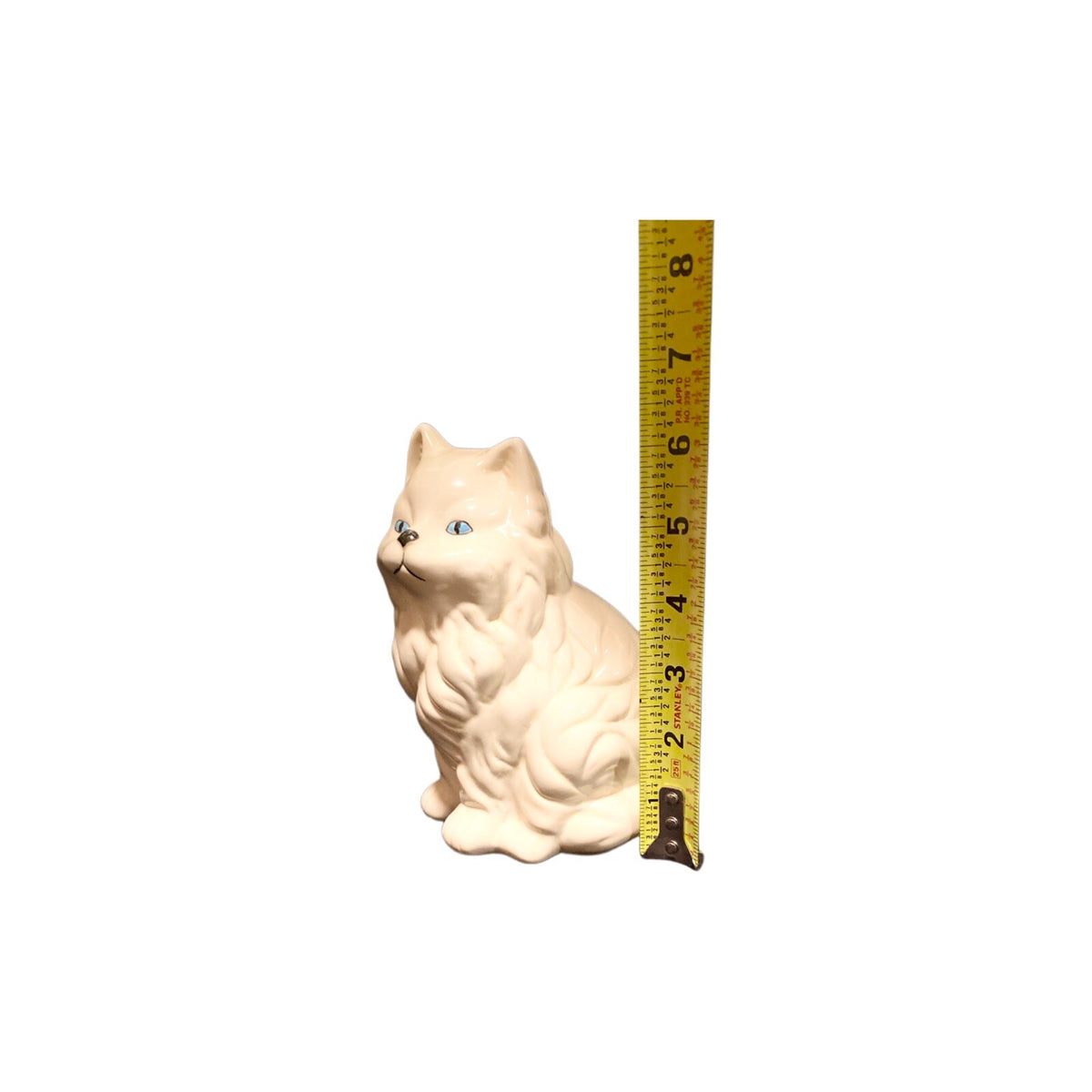 Vintage Persian Cats Long Hair Blue Eyes Set of 2 White Ceramic Figurines