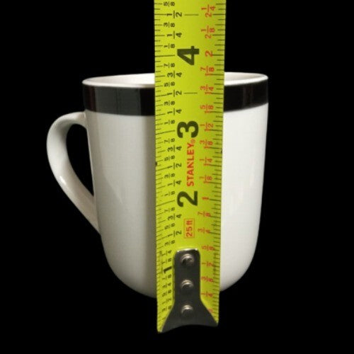 Gibson Designs BASIC LIVING III BLACK 4-Mug 8 Oz Black Band Coffee Tea Ceramic