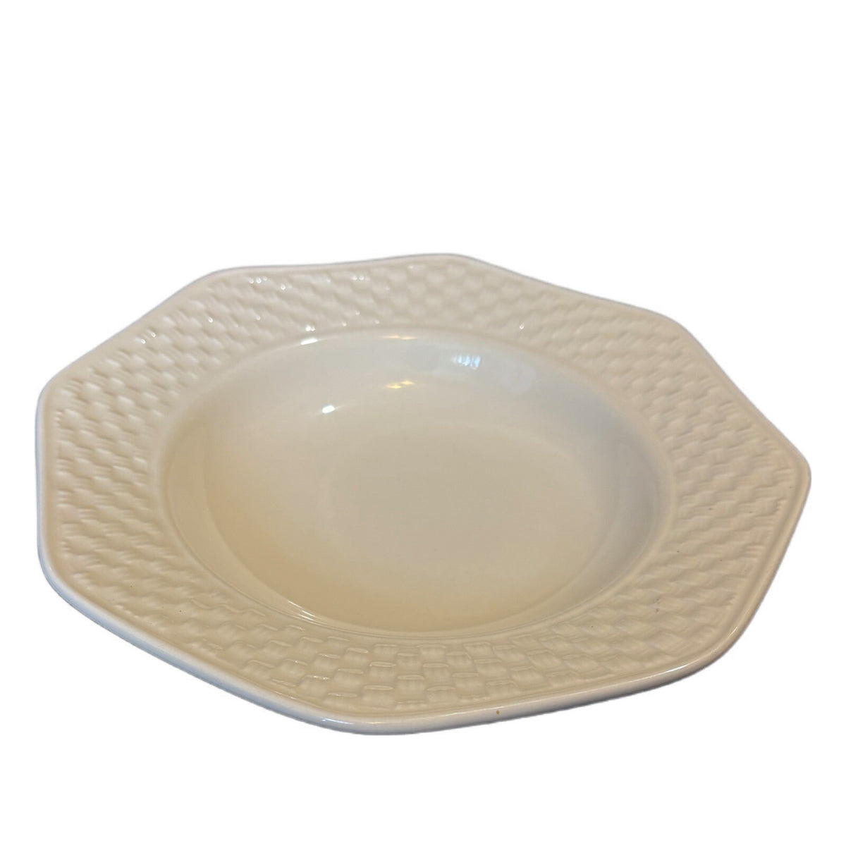 Nautica BERMUDA 6-Rim Soup Bowls Rattan Basket Weave Border Portugal Ceramic 9"D