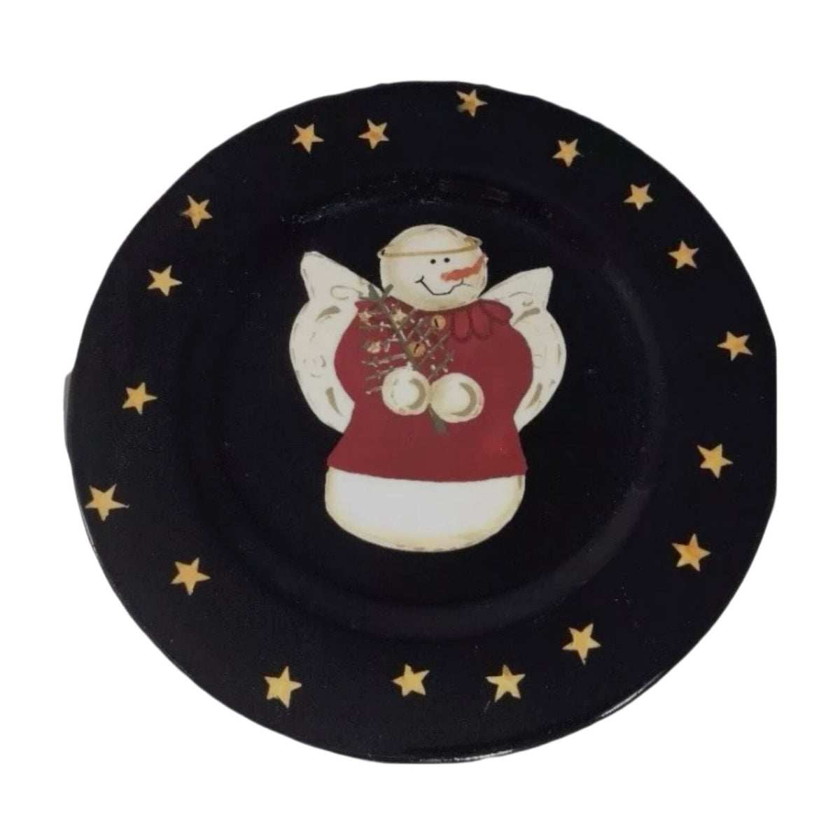 Sonoma Life Style 4-Salad Plates Angel Snowman Stars Winter Holiday Dessert Dish