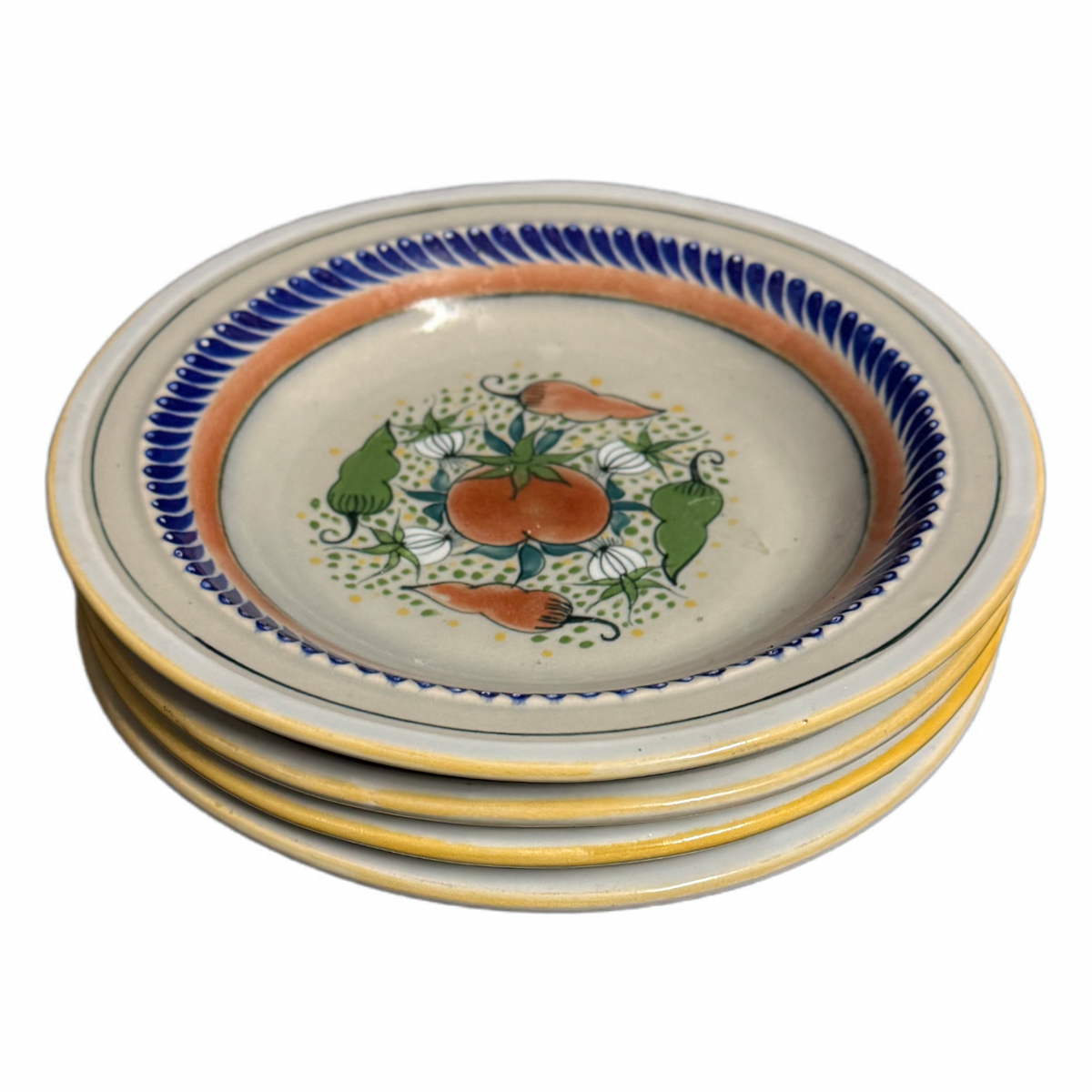 Vintage Set of 4 Erandi Tonala Mexico Hand-Painted Bowls Toscana 10 1/8”D