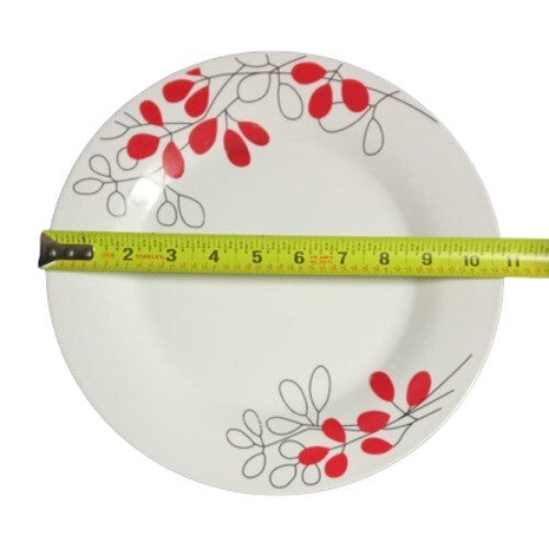 Gibson SCARLET LEAVES 4-Dinner Plates 10 ¾" Floral Ceramic