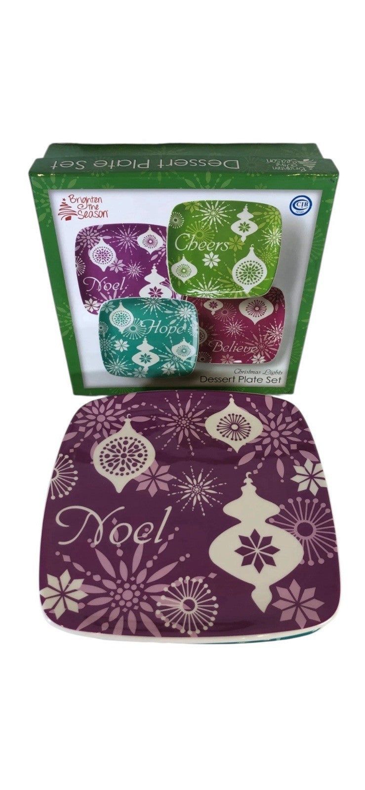 Brighten The Season 2011 Christmas Lights 4 Sq. Plates-Noel Cheers Believe Hope