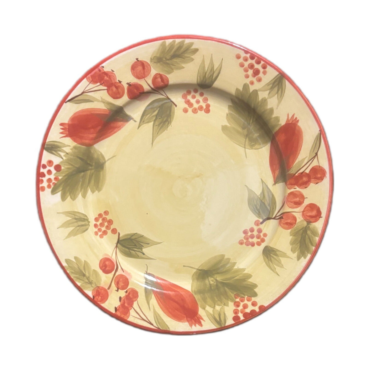 WENDOVER LANE 4-Salad Plates Pomegranate Fruit Design Dessert Appetizer Ceramic