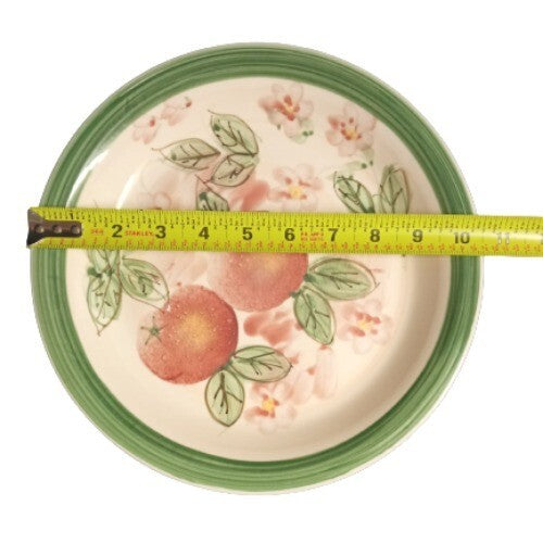 Gibson Designs Peach Duo Set of 6 Dinner Plates 10.5” Ceramic Fruit Floral