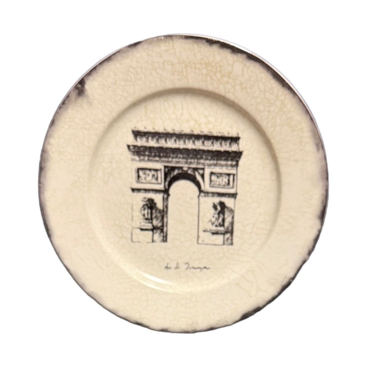 Santa Barbara Marco Fabiano Paris Plates Set of 4 Eiffel Arc Fleur 8.25” Decor