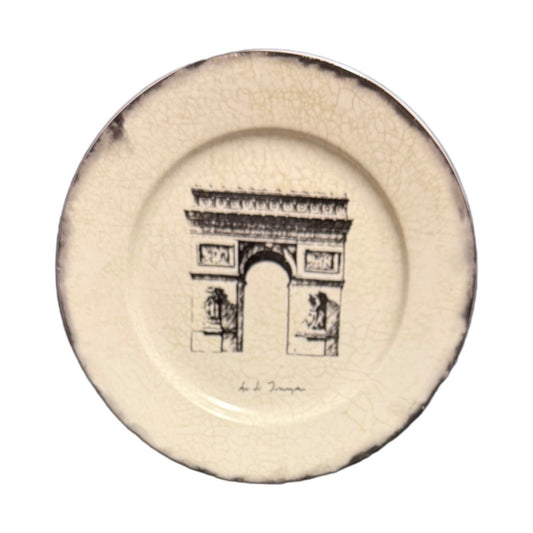 Santa Barbara Marco Fabiano Paris Plates Set of 4 Eiffel Arc Fleur 8.25” Decor