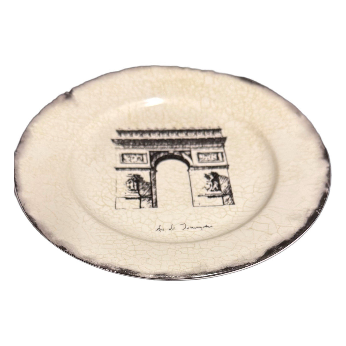 Santa Barbara Marco Fabiano Paris Plates Set of 4 Eiffel Arc Fleur 8.25” Decor