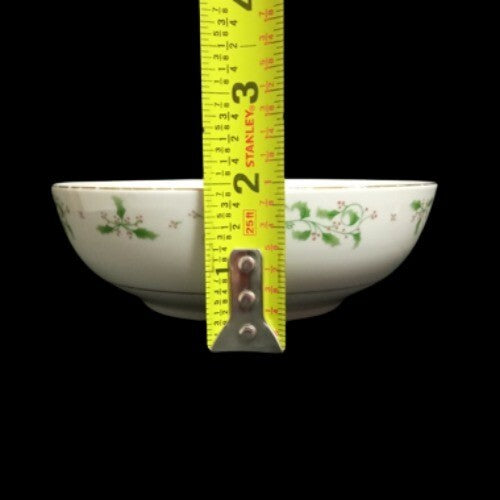 Gibson Designs HOLIDAY CHARM 2-Soup/Cereal Bowls 5 7/8" D Holly & Berries