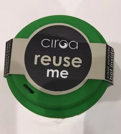 Ciroa Reuse Me Porcelain Travel Mug Green White Red Black Blue Cup Silicon Lid