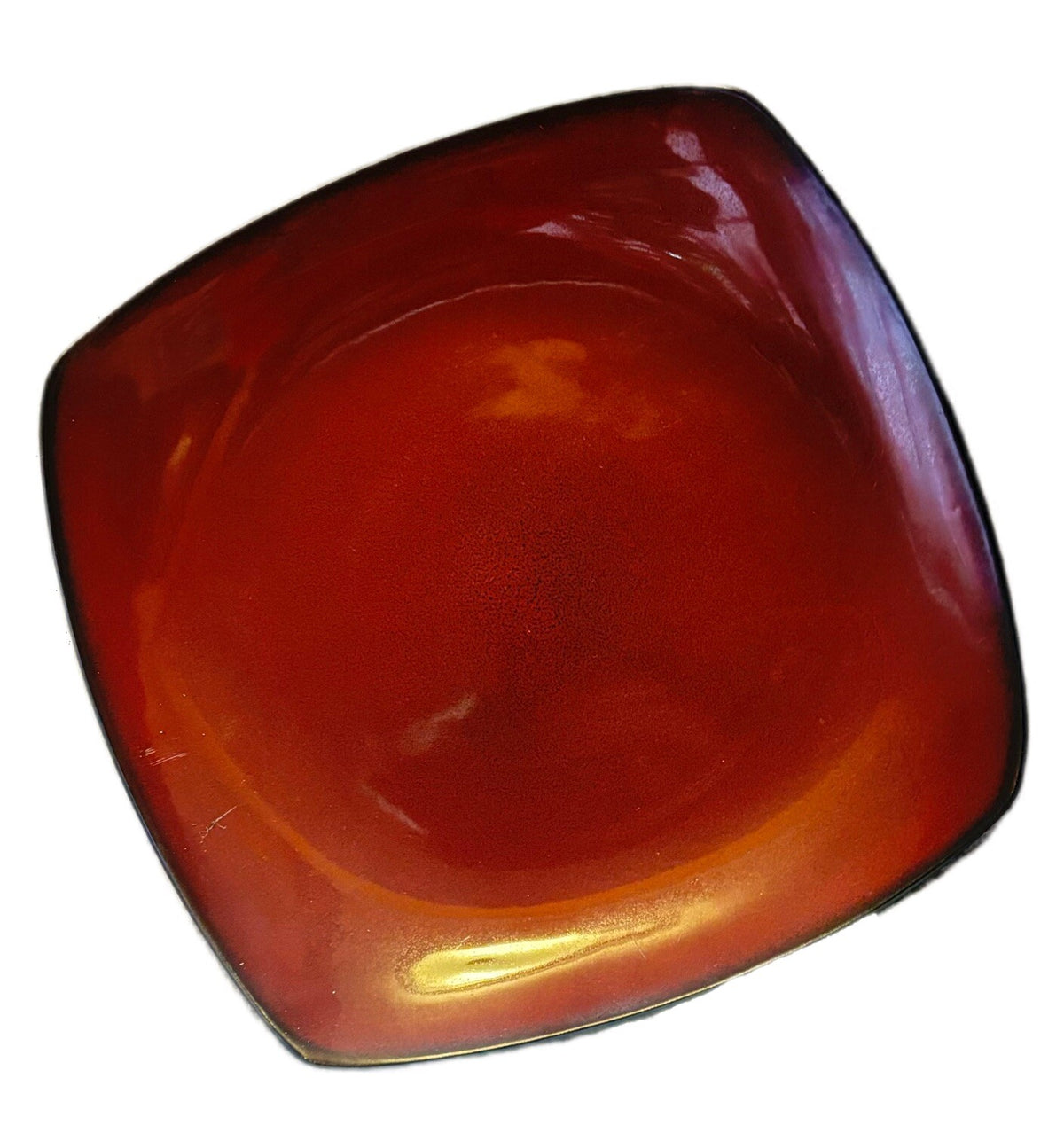 Simple Dining 4-Dinner Plates Burgundy Square Shaped Dessert Dinning Stoneware