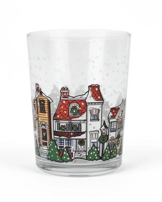 Luminarc D’Arques Dublin 1992 Christmas Village Rocks Glasses Set 4