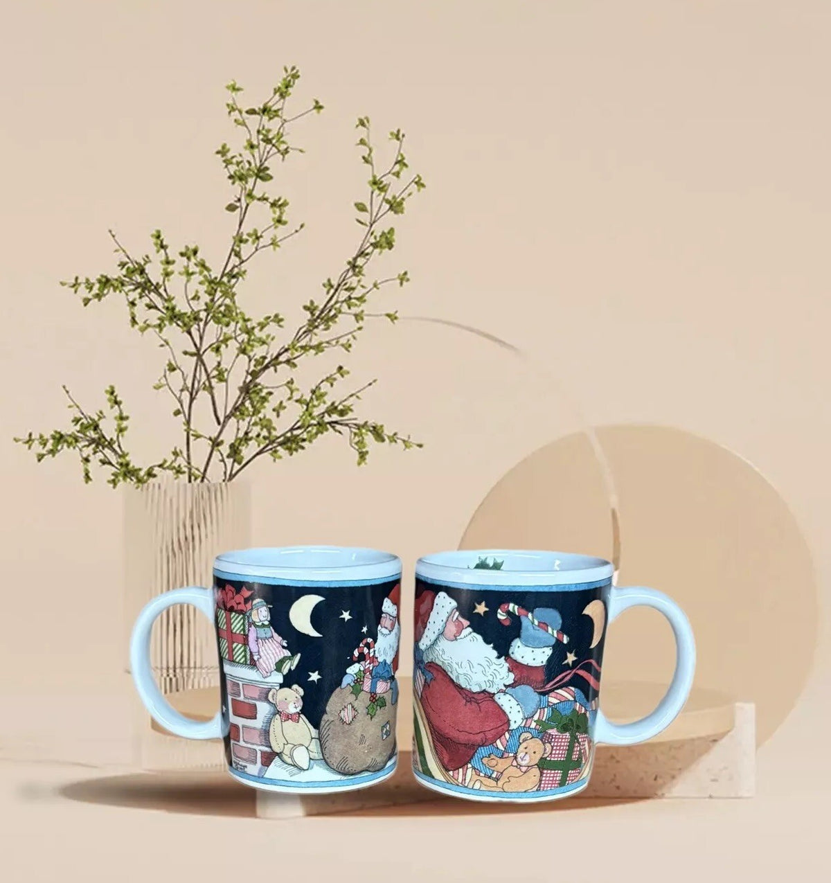 SUSAN WINGET 2-Mugs Certified Int’l Winter Coffee Tea Ceramic Holiday Cups