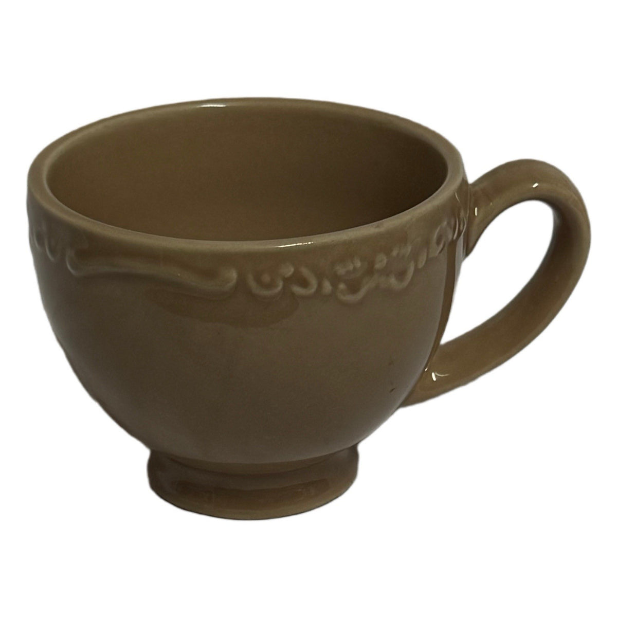 Casa Cristina Taupe Scalloped Tea Cups Set of 4 – 3.5”W x 3”H Stoneware
