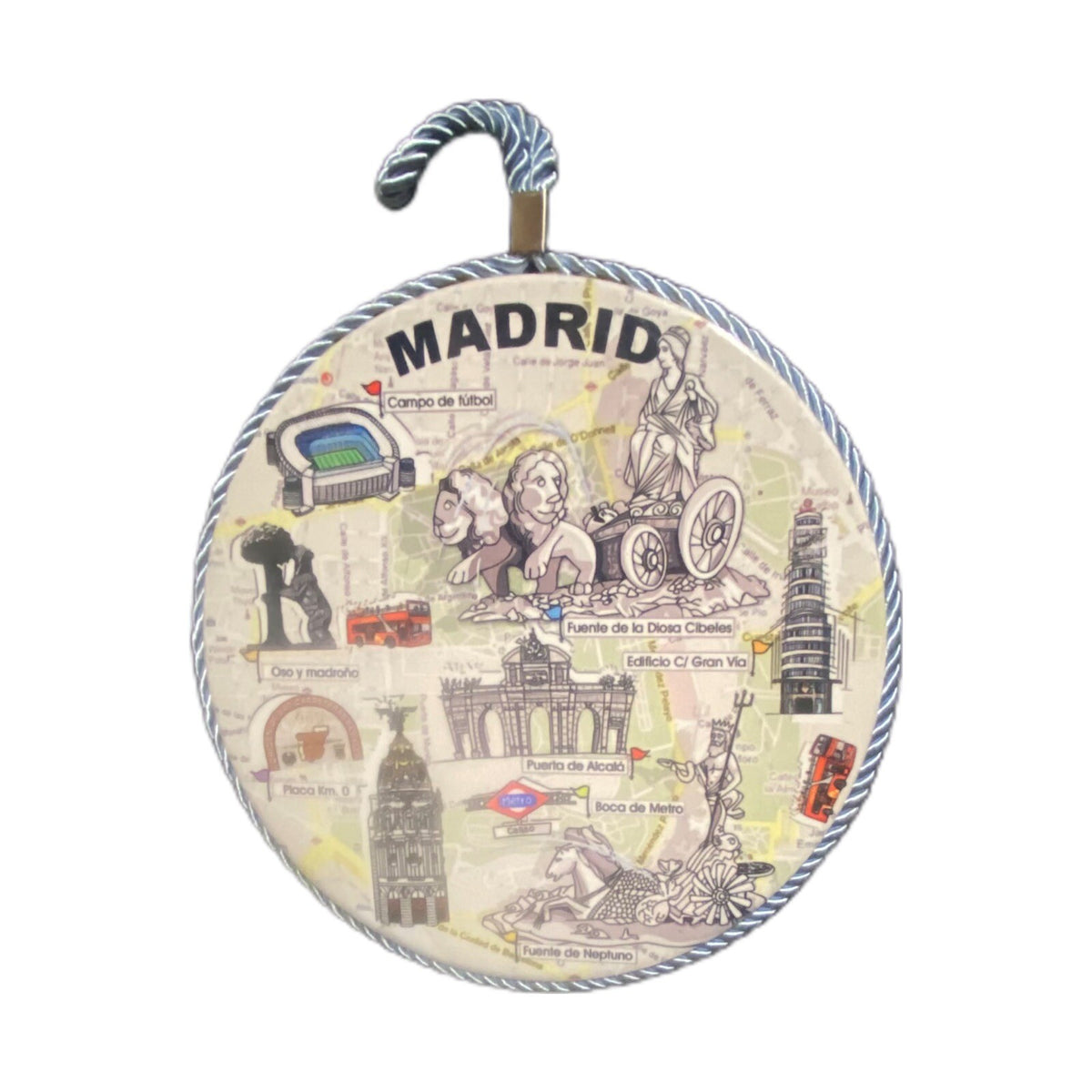 MADRID Ceramic Tile Points of interest Spain Souvenir Hanging Art Round