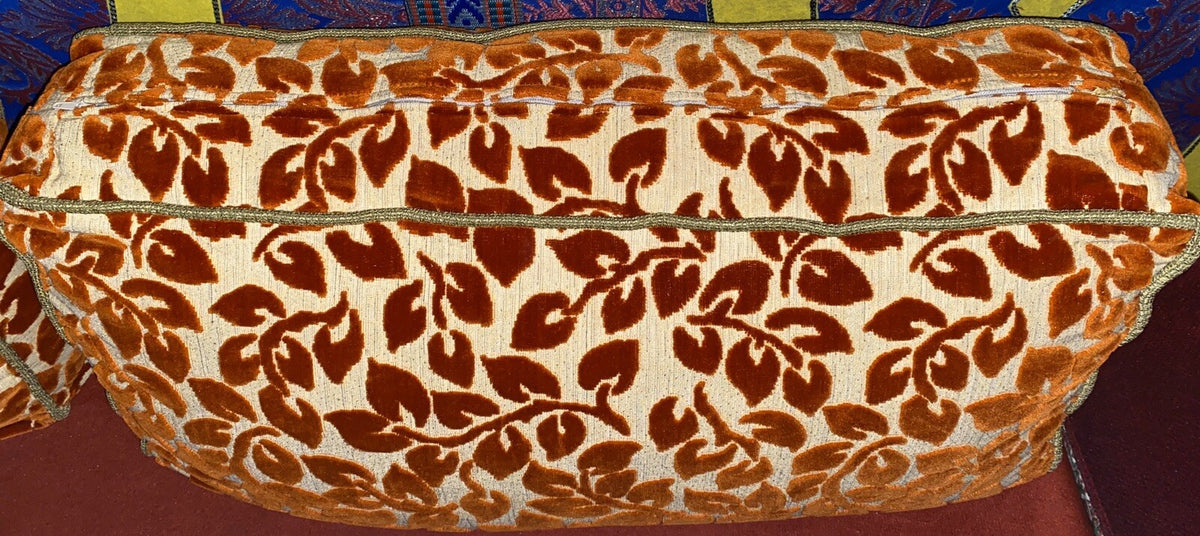 Pillow Cover Rectangular Velvet Look Leaves With Zipper 24" L x 12" W x 5" D