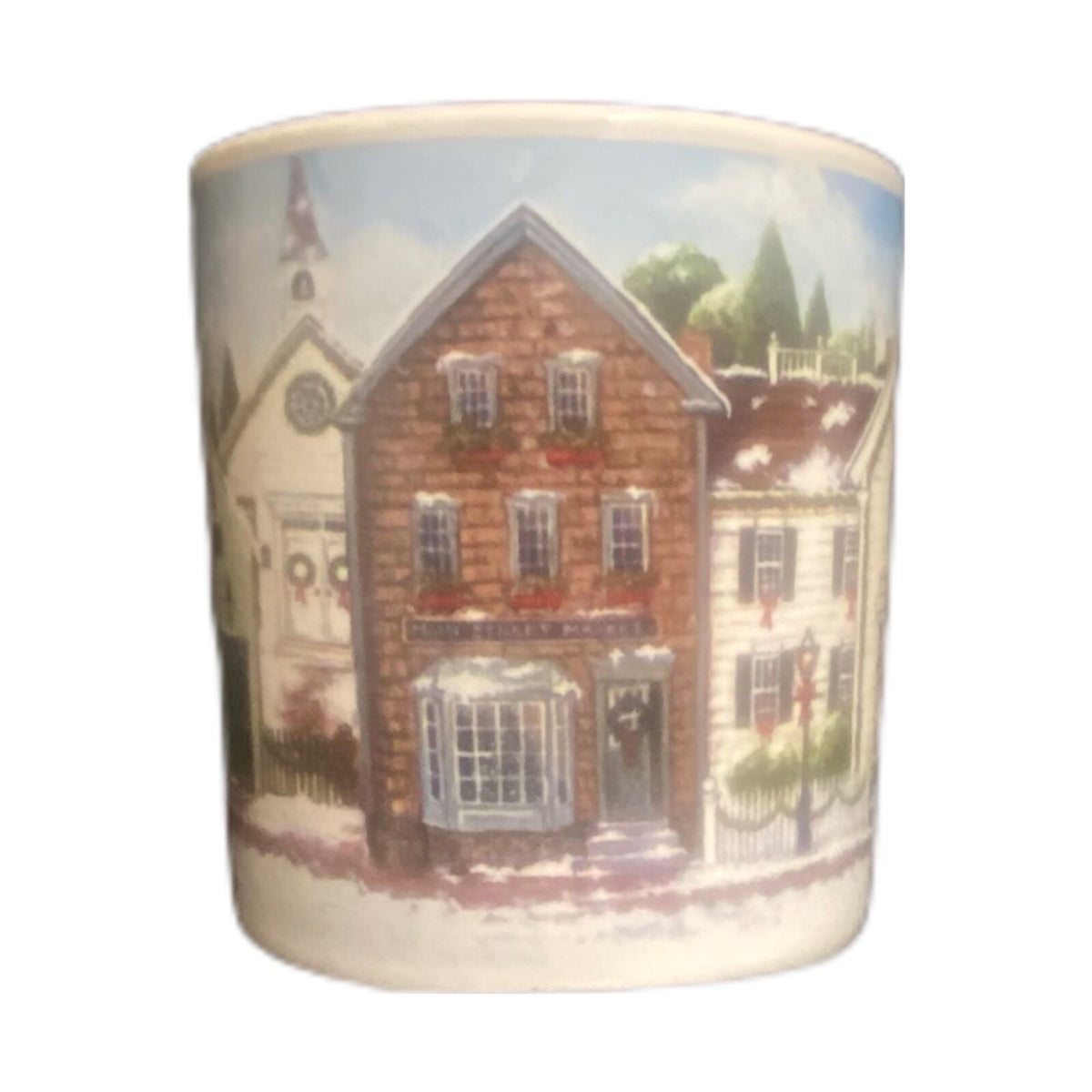David Carter Brown 2-Mugs CHRISTMAS VILLAGE Sakura Stoneware Coffee Tea Cups