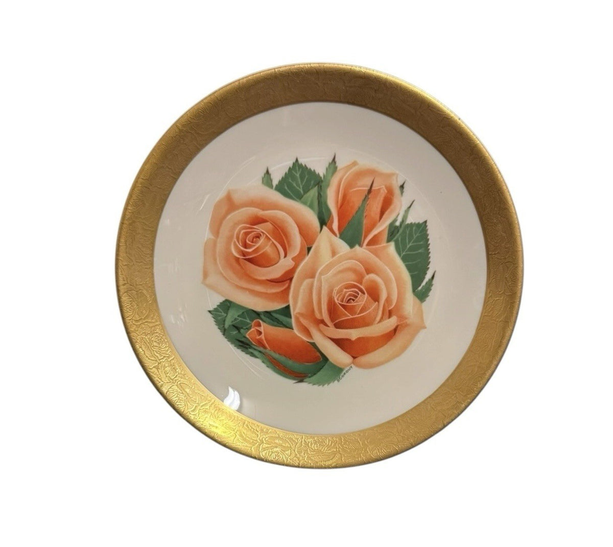 Set of 3 Heritage House Rose Collector Plates 6 5/8” Gold Rim Ltd Ed 7500