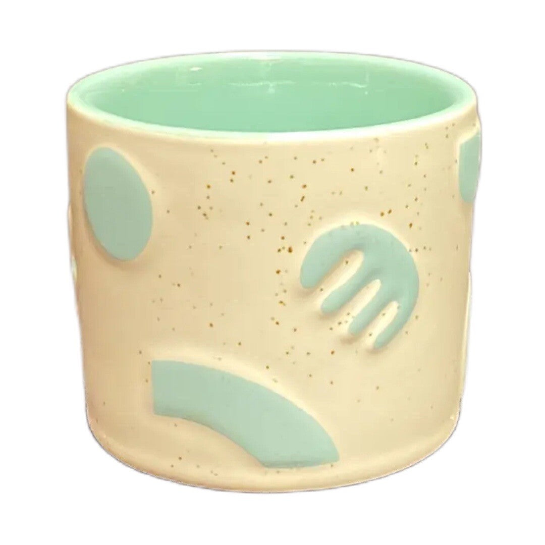 Maven Ceramic Coffee Mug Teal Art Deco Speckles 7 Oz. Tea Milk Chocolate Cup