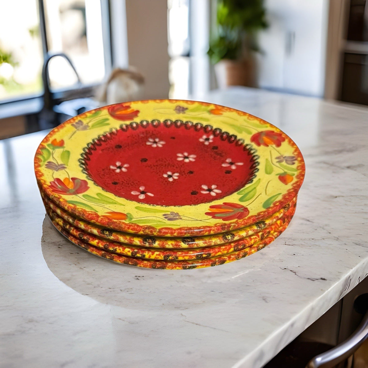 Sienna by Giani for Ambiance Collection Set of 4-Salad Plates Hand Painted