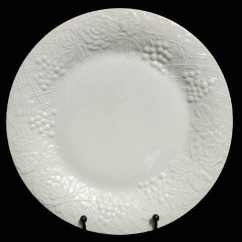 Gibson Designs FOUR SEASONS 4-Dinner Plates 10 ½” D White Embossed Fruit Floral