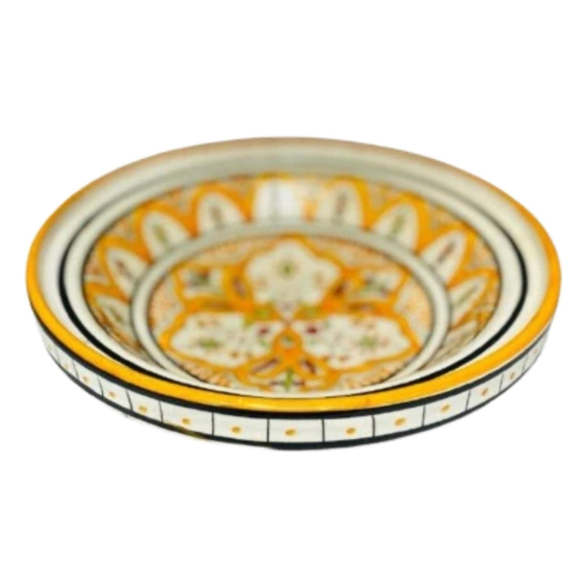 Handmade Moroccan Bhar Orange Pasta Bowl 9.5/8” Tagine Style Terracotta No Lid