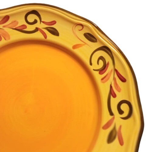 Gibson Designs HERITAGE PARK 3-Dinner Plates 10 7/8”D  Scrolls HAND PAINTED