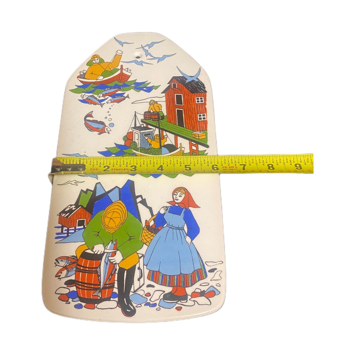 TORSKEFISKE Gerd Design Trivet Hand Painted Fishing Porcelain Wall Plaque Norway