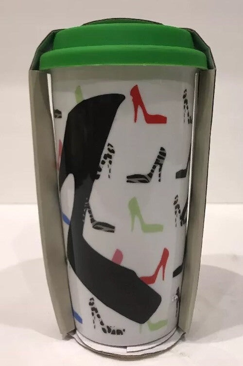Ciroa Reuse Me Porcelain Travel Mug Green White Red Black Blue Cup Silicon Lid