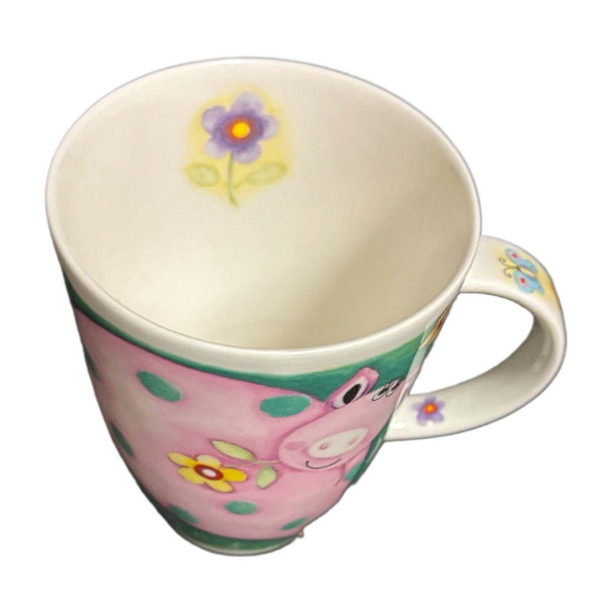 Roy Kirkham 4-Mugs COUNTRY CAPERS Farm Pig  Birds Floral OINK Bone China England