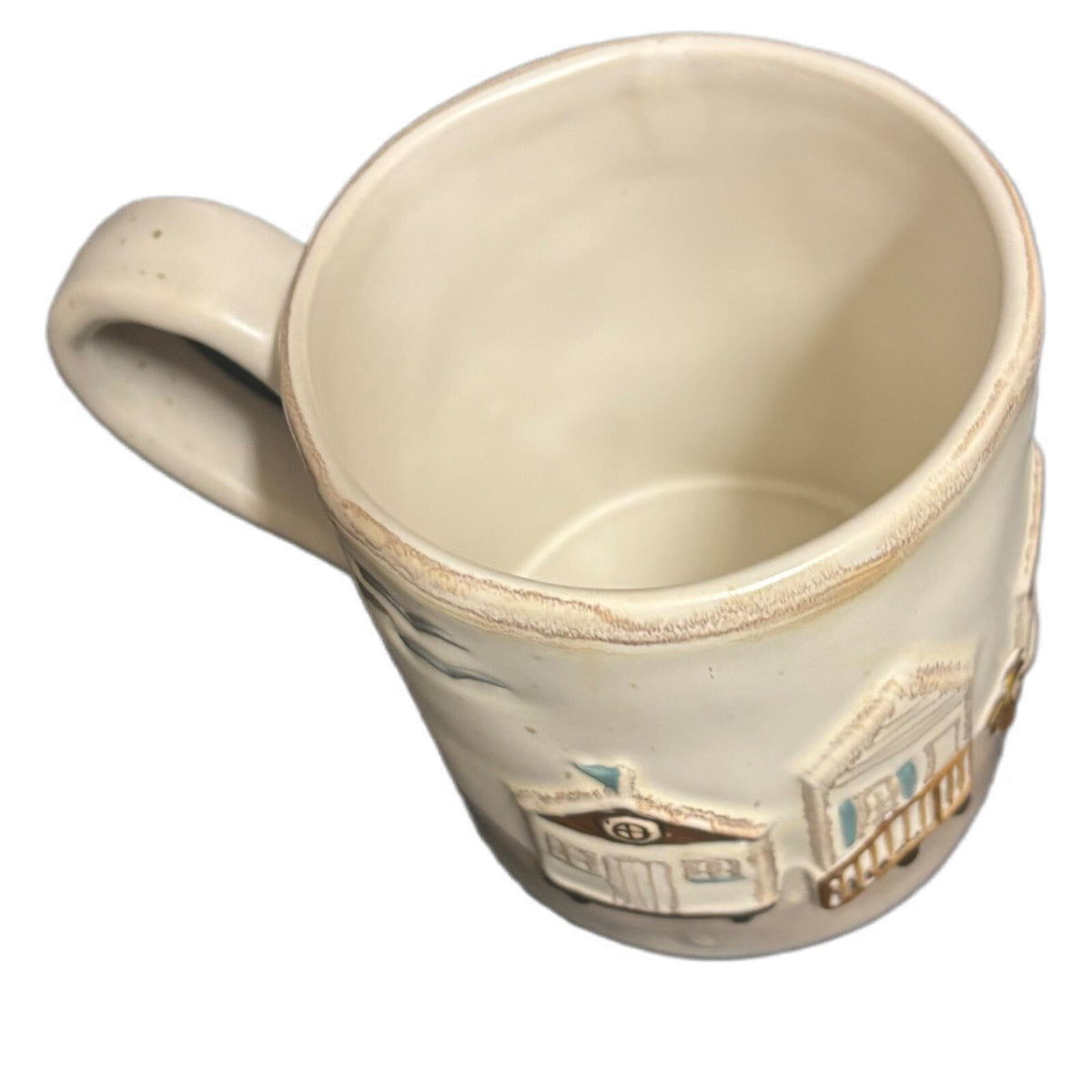 Mud Pie 3D Mug Ocean View Homes Seagulls Birds Beach Coffee Tea Stoneware Cup